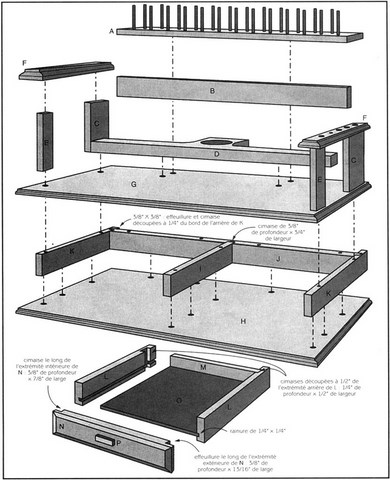 Pupitre de montage de mouches, plan de montage